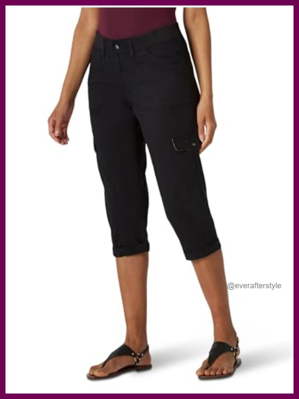 Relaxed Fit Knit Waist Cargo Capri Pants